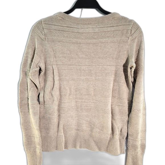 LOFT Cream Ivory 100% Cotton Cable Knit Sweater Crew Neck Women XS - Picture 2 of 8